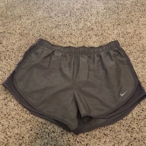 Nike Dry fit, women’s, gray size large running shorts.